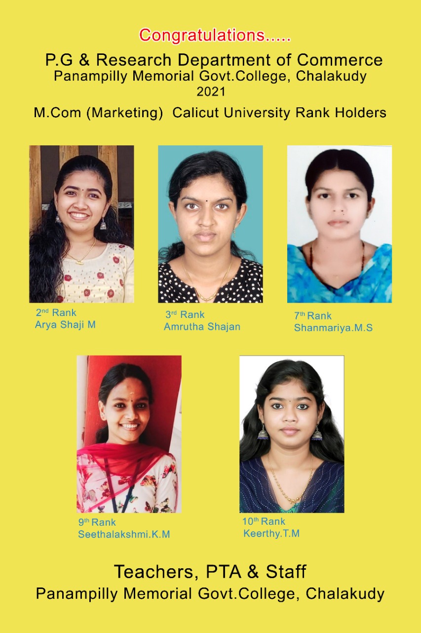 Hearty Congratulations to the Rank Holdeers of 2019-2021 batch